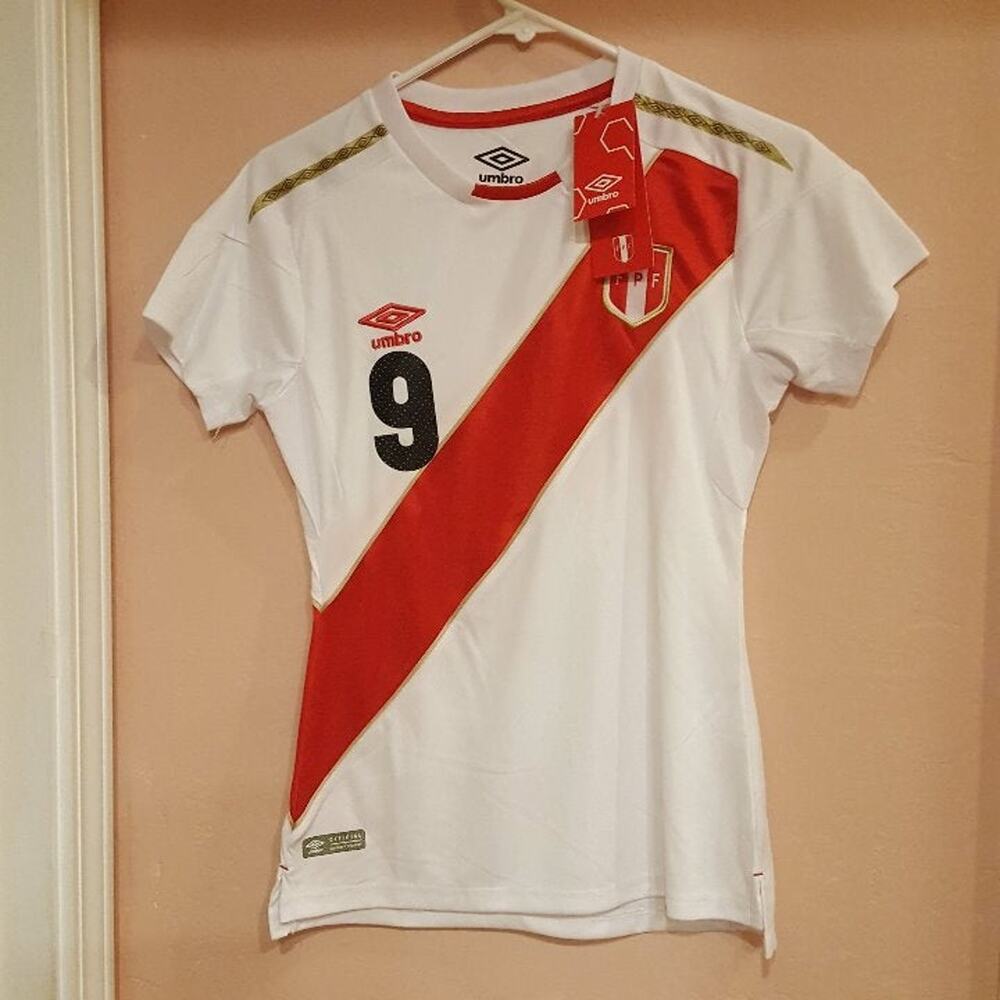 2018 Peru Home Jersey #9 Guerrero Soccer Football NEW Youth Sz M